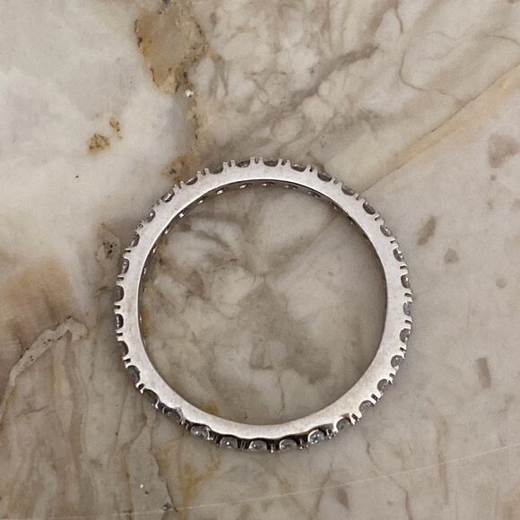 14K White Gold Diamond Eternity Band - Picture 5 of 6